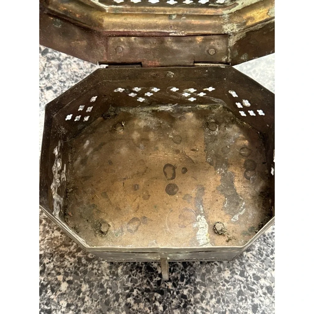 Vintage Brass Cricket Box Trinket Box‎ Incense Potpourri Metal Lock Box